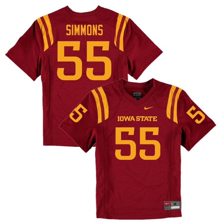 Men #55 Darrell Simmons Iowa State Cyclones College Football Jerseys Sale-Cardinal